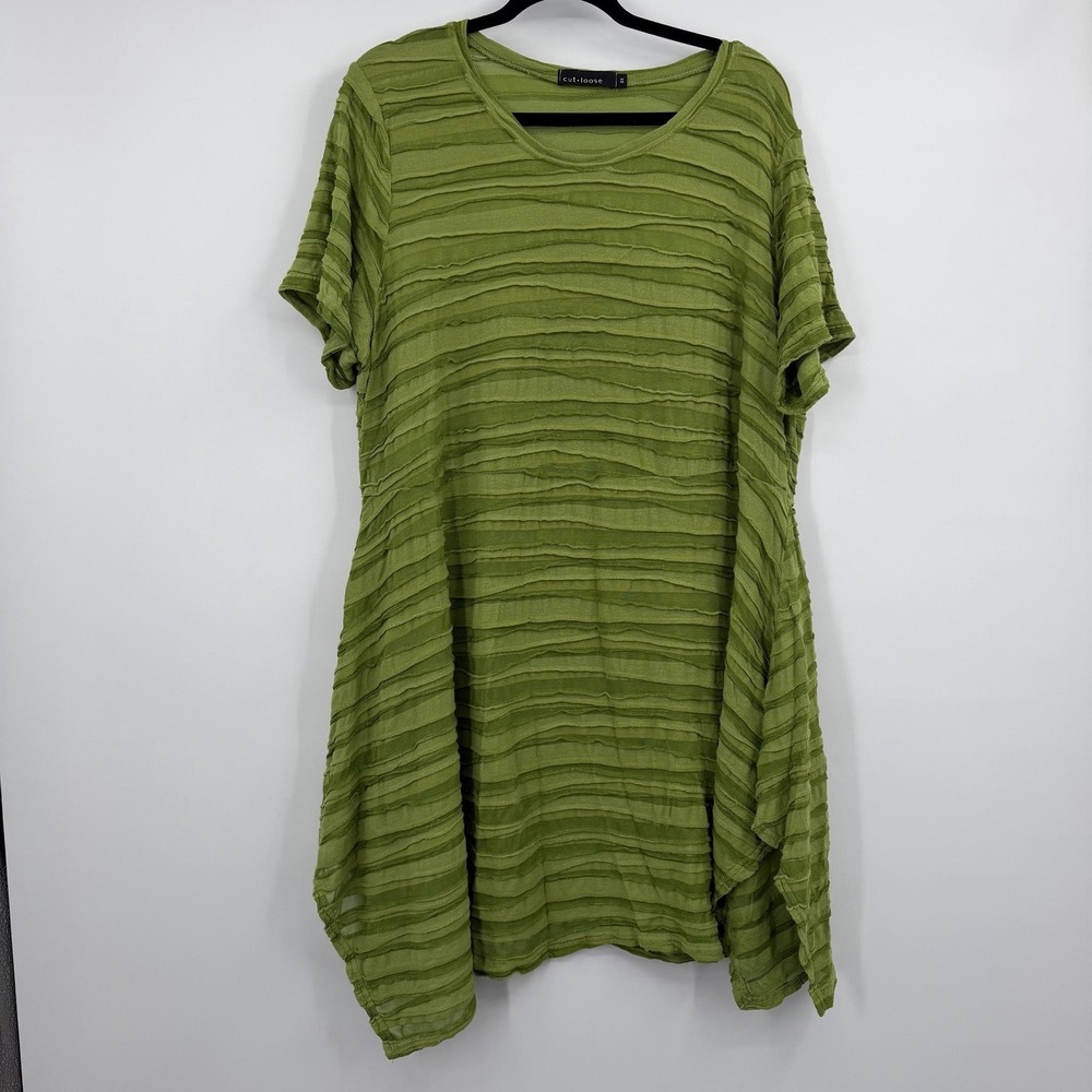 Cutloose Dress Womens 3X Green Trapeze Swing Knee Length Scoop Neck Knit